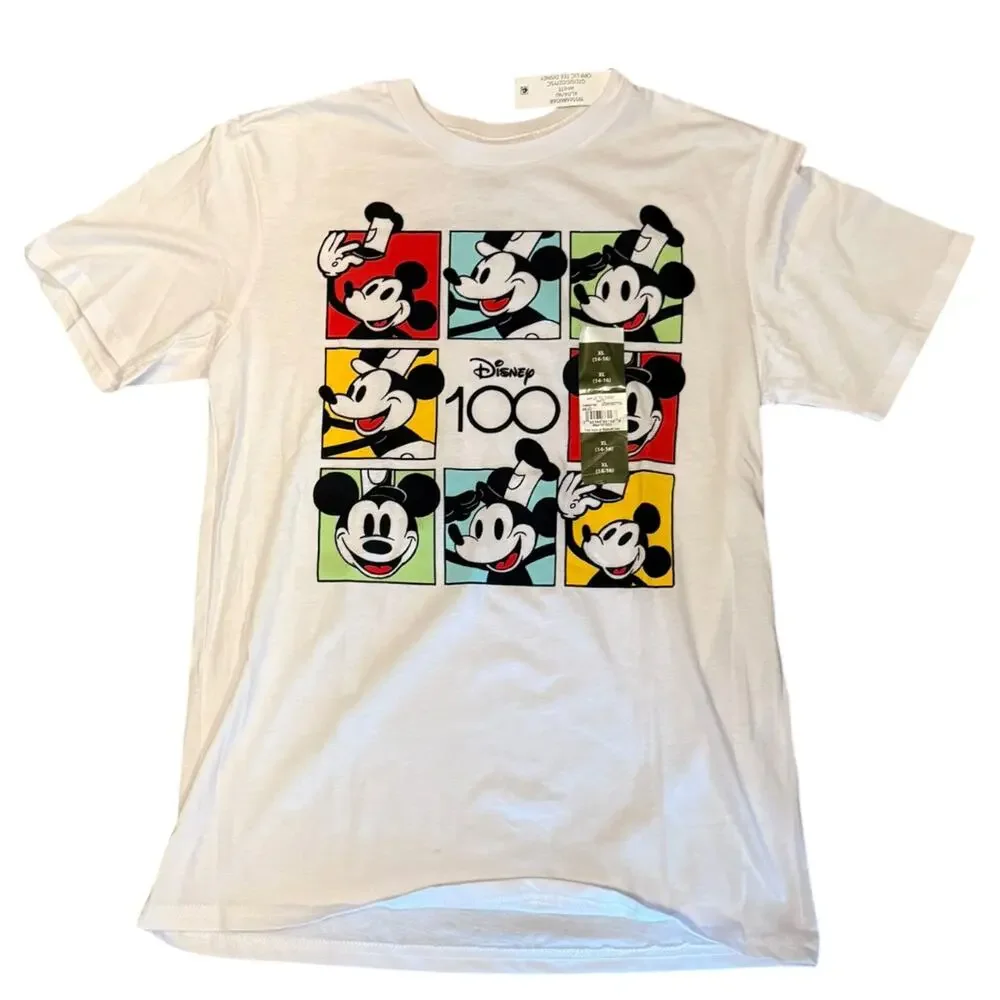 Disney Mickey Mouse 100th Celebrations White T Shirt Size 14/16